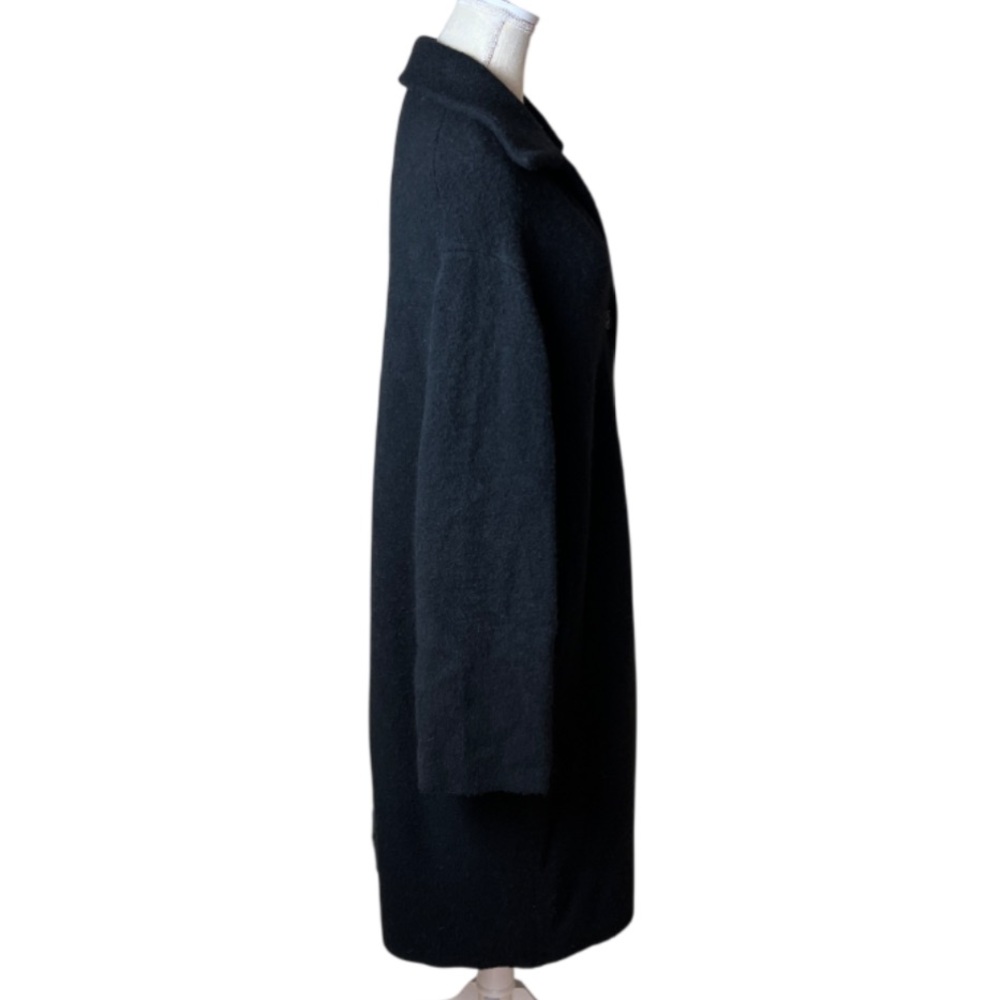 Vince Black Long Wool Blend Coat Minimalist Button Front Luxury Outerwear - Picture 7 of 14